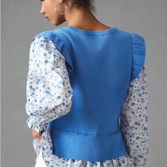 Anthropologie Flutter-Sleeve Layered Sweater, wore once in new condition size L - Picture 3 of 4